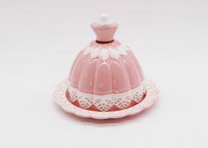 Quality Ceramic Butter Dish with Lid Beautiful Pink Ballet Dress Design Dolomite Handmade Butter Plates for sale