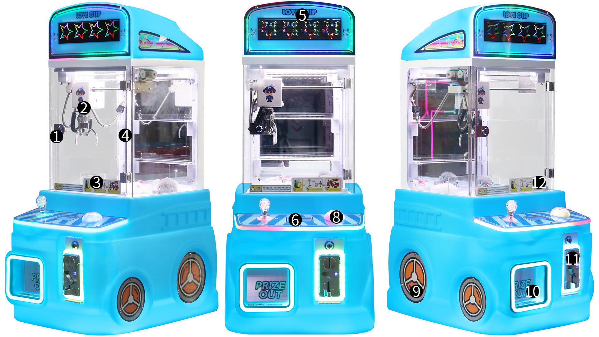 Blue Customized Children's Game Machine Coin-operated Plush Toy Arcade Game