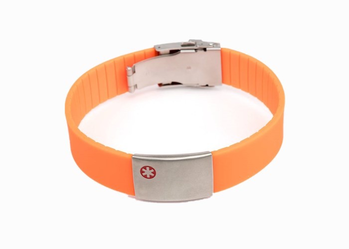 Metal Clip Engraved Emergency ID Bracelets , Personalized Silicone Wristbands