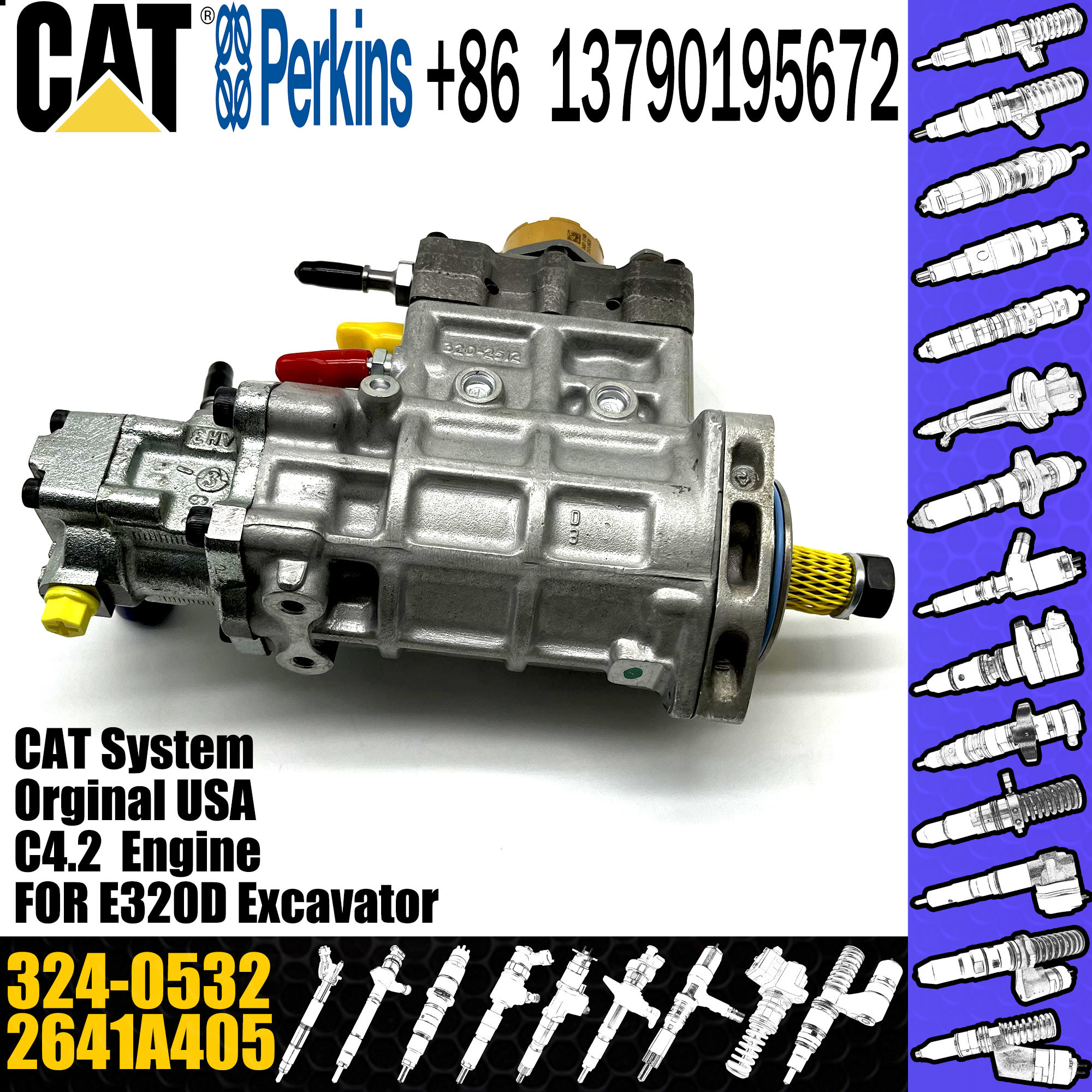 CAT 315D C4.4 Fuel Pump 3240532, CAT 315D C4.4 Engine 2641A405 Fuel Injection Pump 324-0532