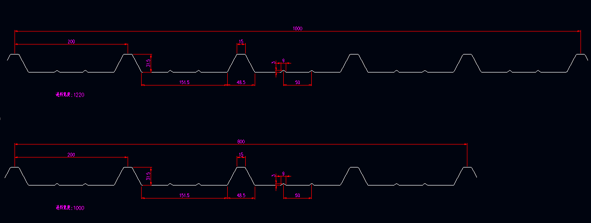 Metal roofing drawing profile 