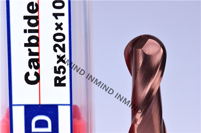 10 mm High Precision Ball Nose End Mill with HRC55 TiSiN Coating , 0.5 UM grain size