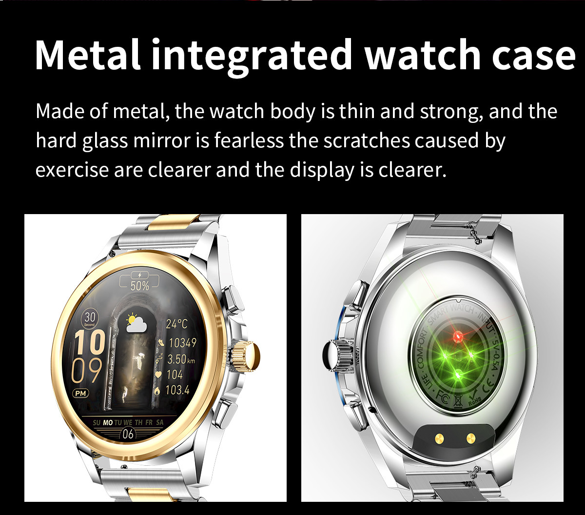 All Metal Amoled Bluetooth Calling Smartwatch Sports Mode Round Shape