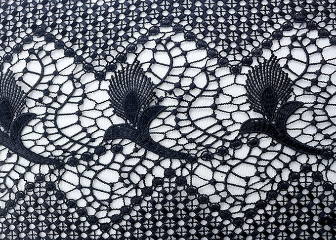 Customized Width Polyester Lace African Cord Trims With OEKO TEX 100 / Lace Dress Fabric
