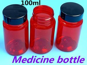 Quality 100ml Red Low MOQ PET Plastic Pill Bottles Empty Custom Plastic Vitamin Pill Capsule Bottle with Screw Cap Flip Top Cap for sale