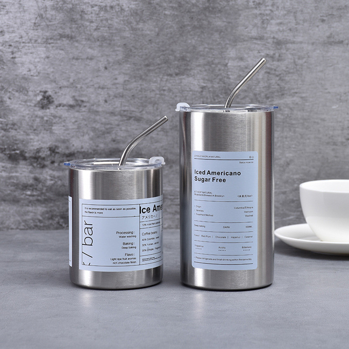 Thermal Tea / Coffee Thermos 304 Stainless Steel Portable Water Bottle With Straws