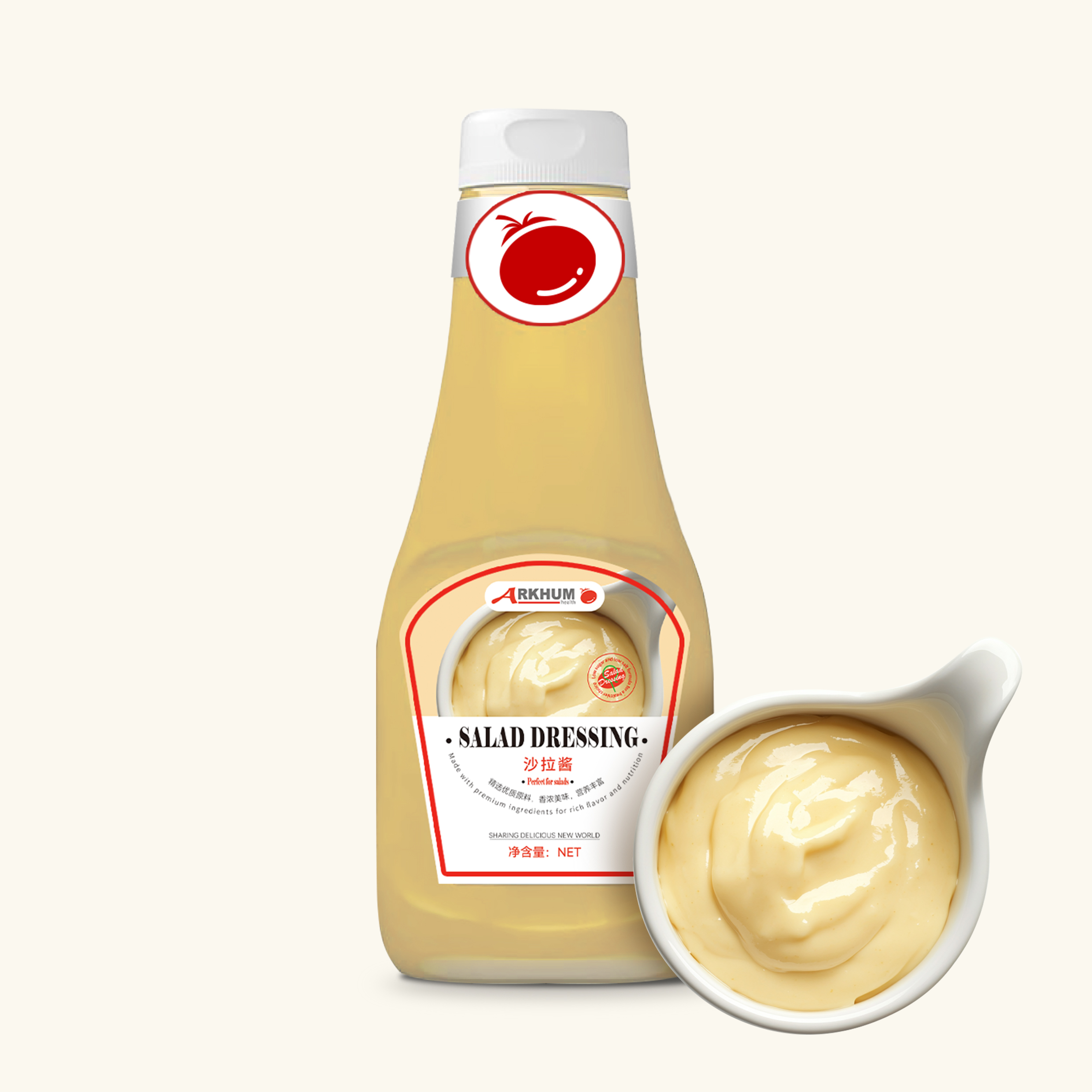 Smooth Surface Treatment Healthy Salad Dressing PP Bottle 500ml Capacity