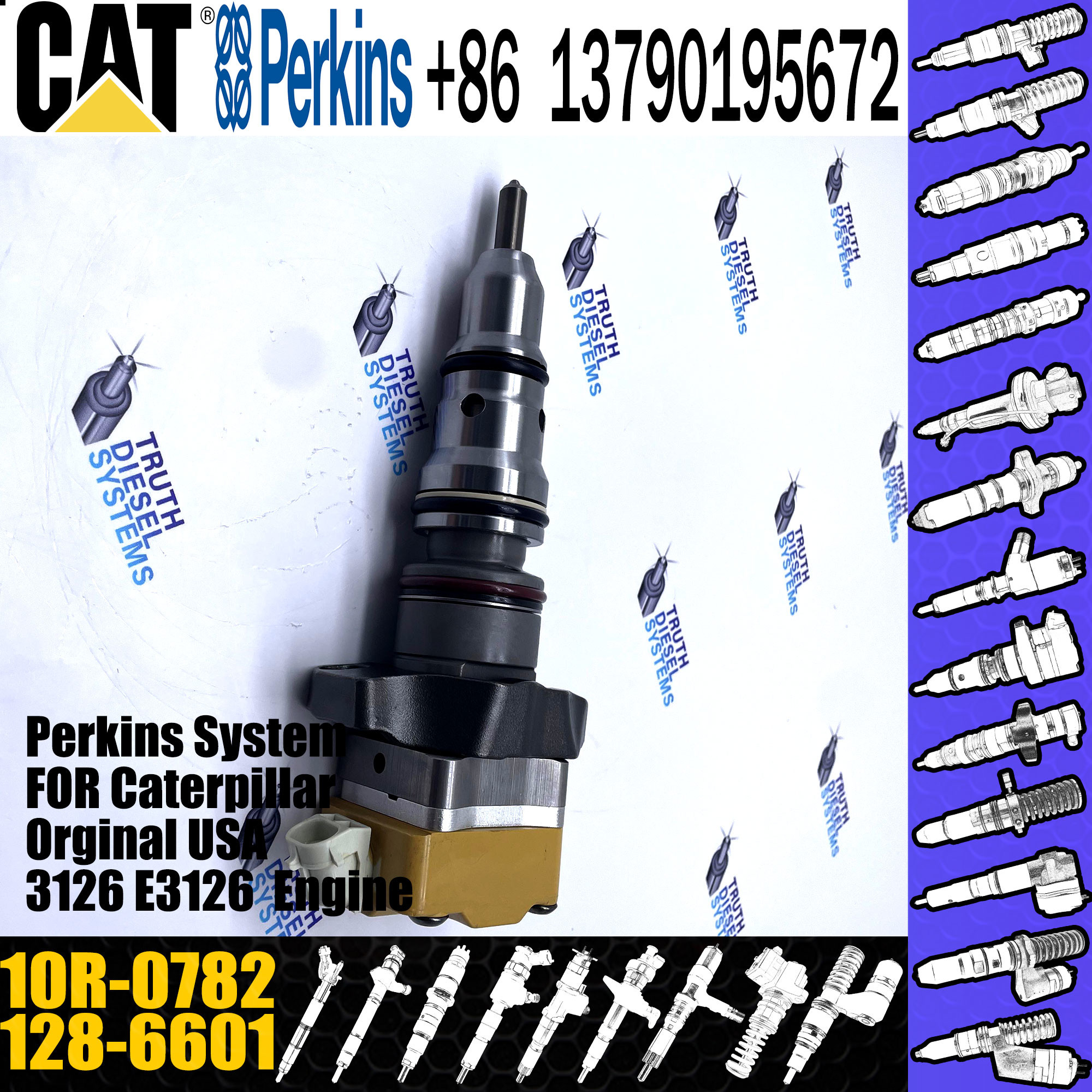 Common Rail 3126 Diesel Engine Fuel Injector 128-6601 177-4754 183-0691 10R-0782