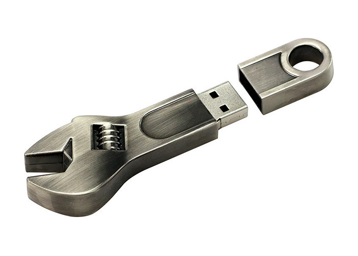 Silvery 64G 2.0 Metal USB Flash Drive Spanner Shape With Engrave Logo