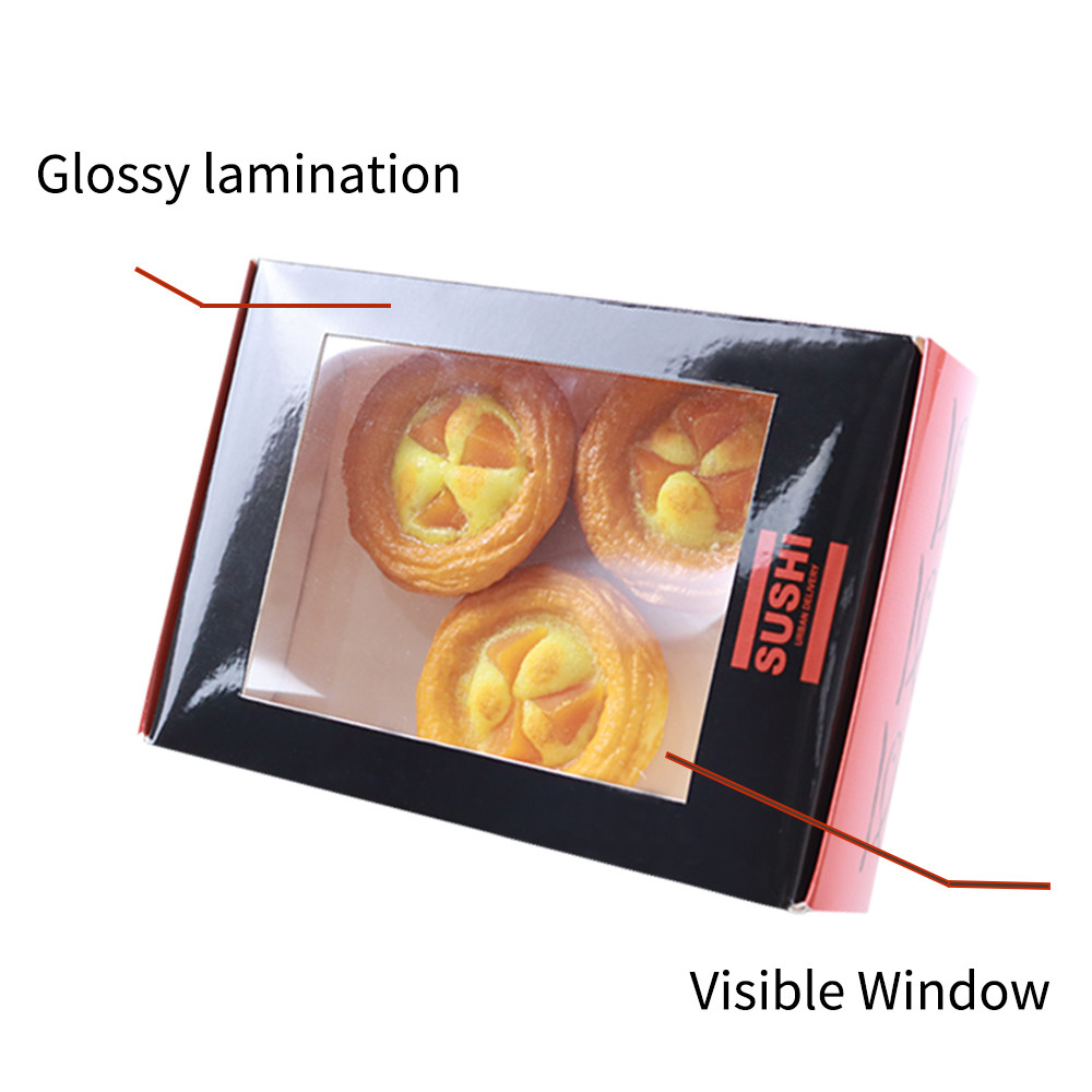 New Fashion Hot Sale Biscuit Package With Pvc Window Donut Paper Box Sweet Pie Boxes Folded Package Boxes