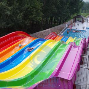Quality 6 Lanes Fiberglass Mat Racer Water Slide Rainbow Racing Water Slides 10m Height for sale