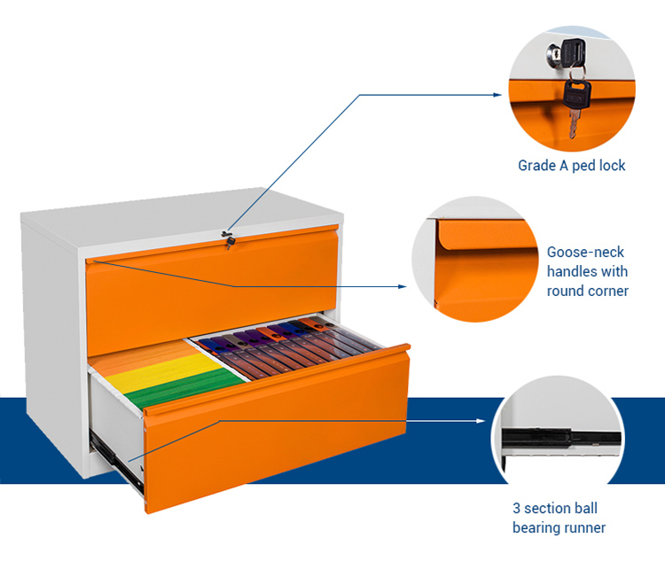 0.092 CBM 900mm Width File Hanger 2 Drawer Cabinet