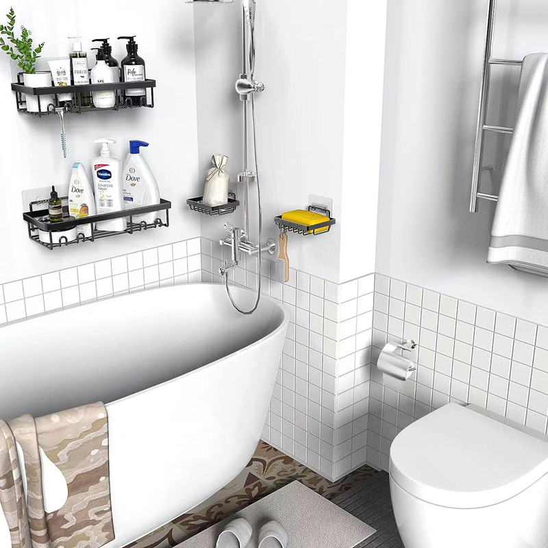 4PK Drain Quickly Rust Resistant Corner Shelf Shower Caddy for Kitchen and Bathroom