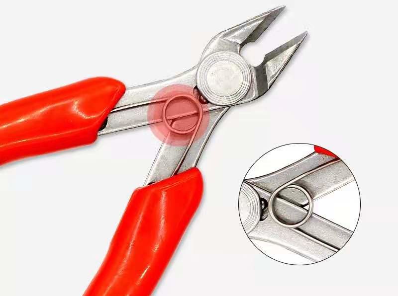 Oblique nose pliers, PVC handle, shearing diameter 0.2-1.2, stainless steel head, clamp handle 75mm