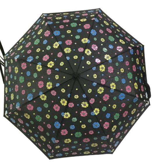 BSCI 190T Polyester Fabric Magic Printing Three Folding Umbrella