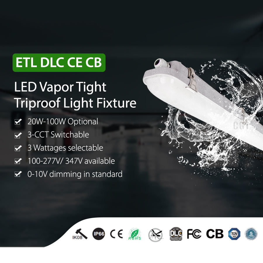 Multi-Power Adjustable LED Tri-Proof Light Emergency Lighting for Factories, Warehouses, and Garages