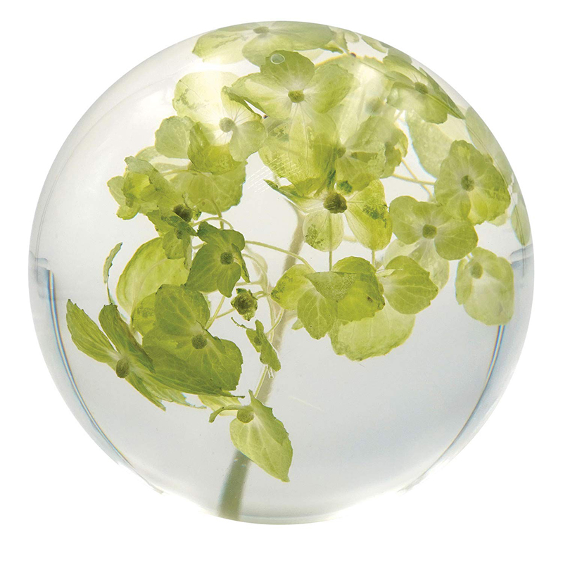 Nature Clear Flower Paperweight , Resin Floral Paperweight Ball