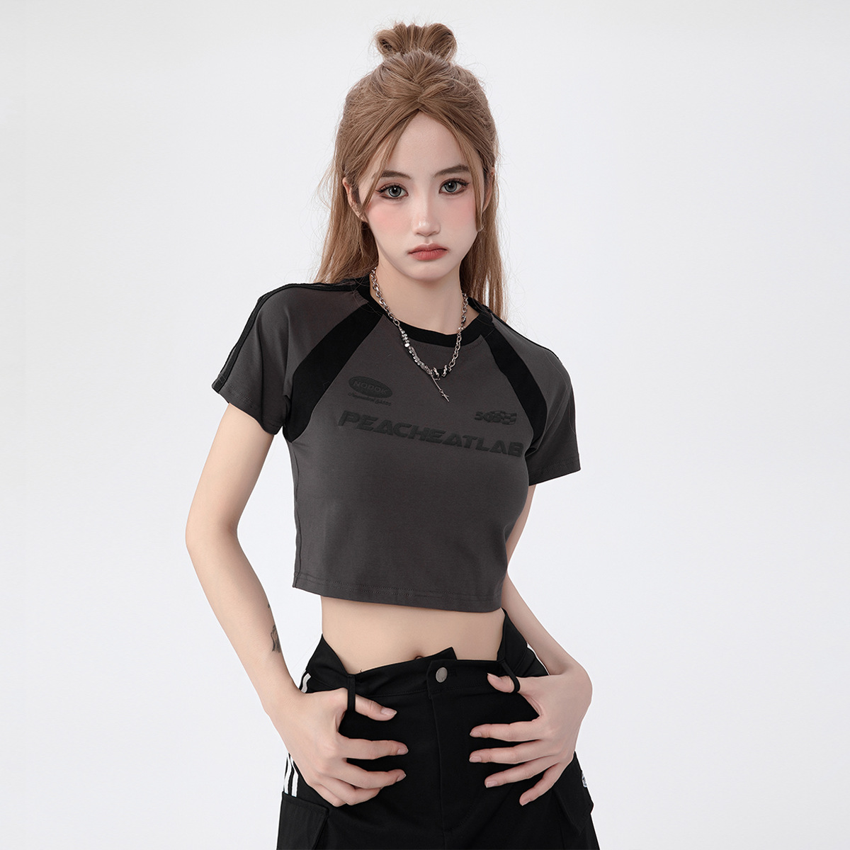 Weaving Method Knitted Y2K Style Custom Vintage Girls Letter 3D Screen Puff Print T-Shirts