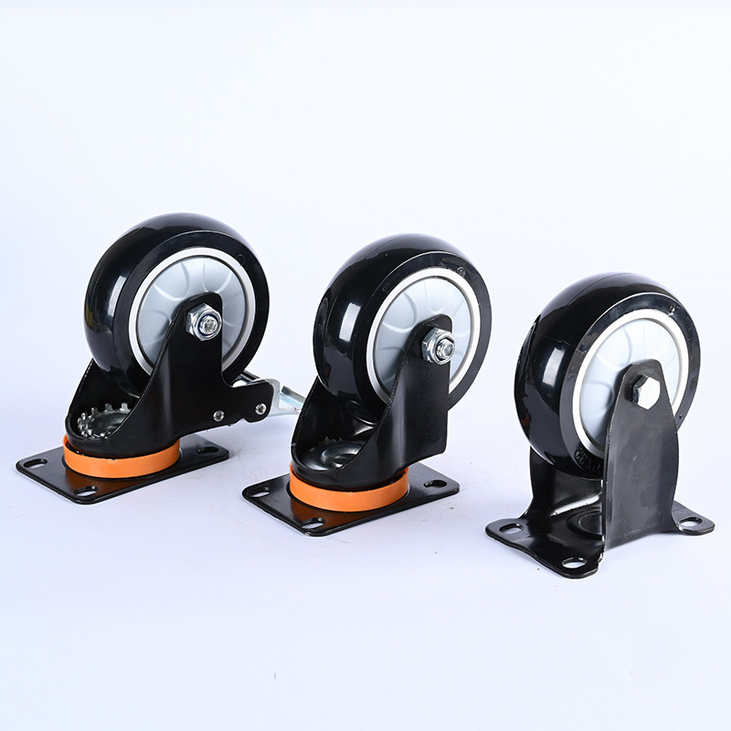 130kg 125mm Industrial Furniture Trolley Black Single Bearing Caster