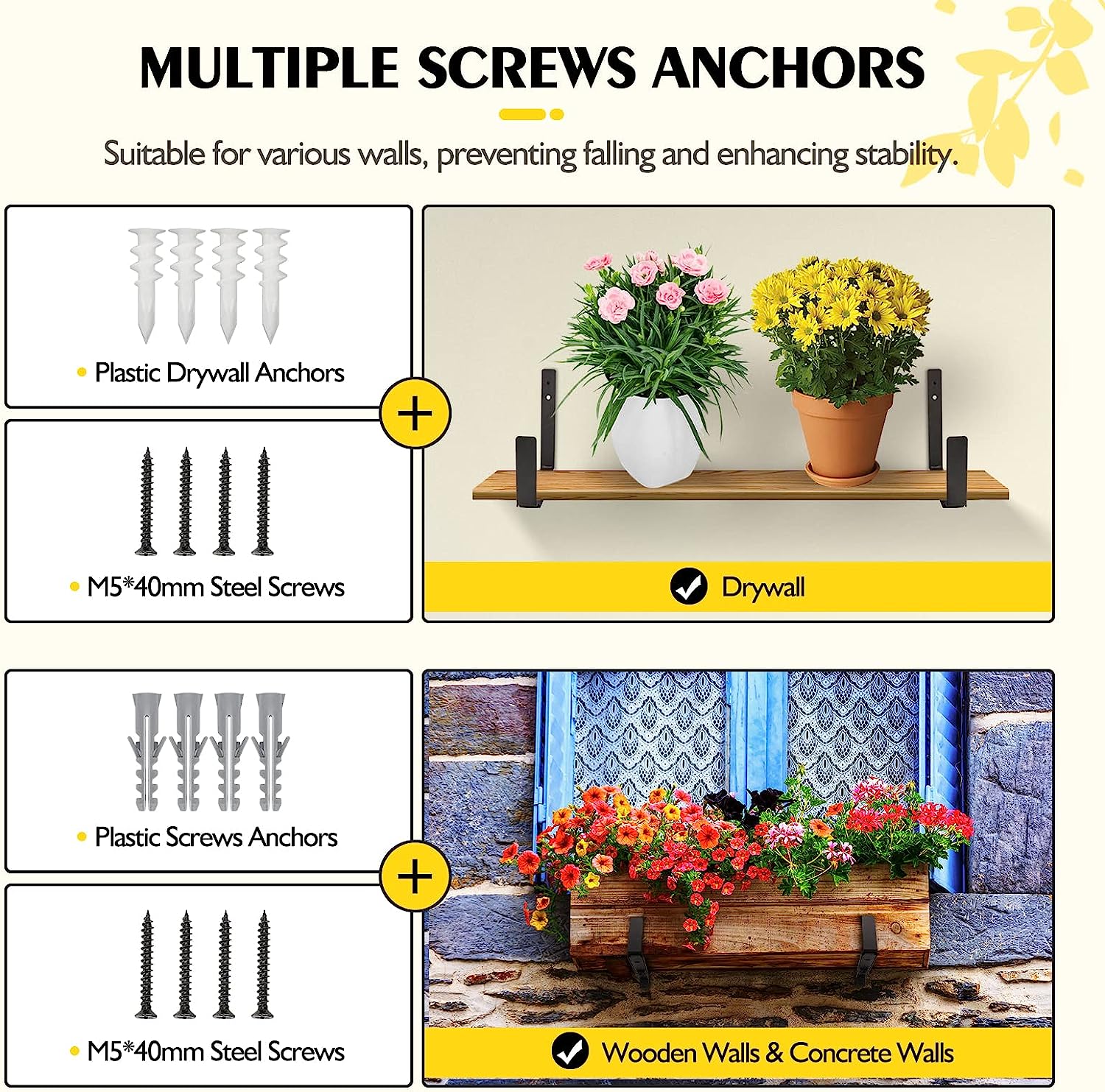 Versatile Wall Mounted Planter Box Bracket for Patio Rail Planters and Bird Feeders