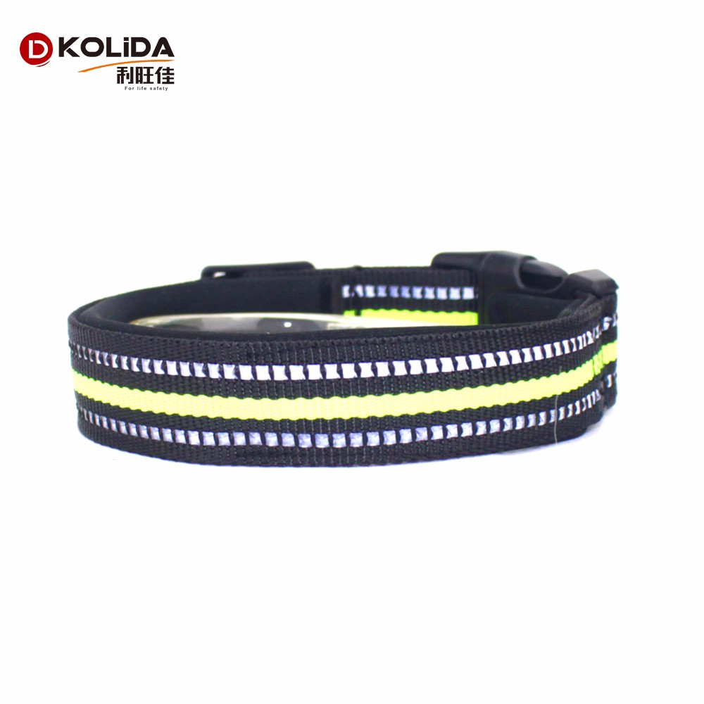 Adjustable Reflective Plain Nylon Webbing Neoprene Dog Collars For Safety