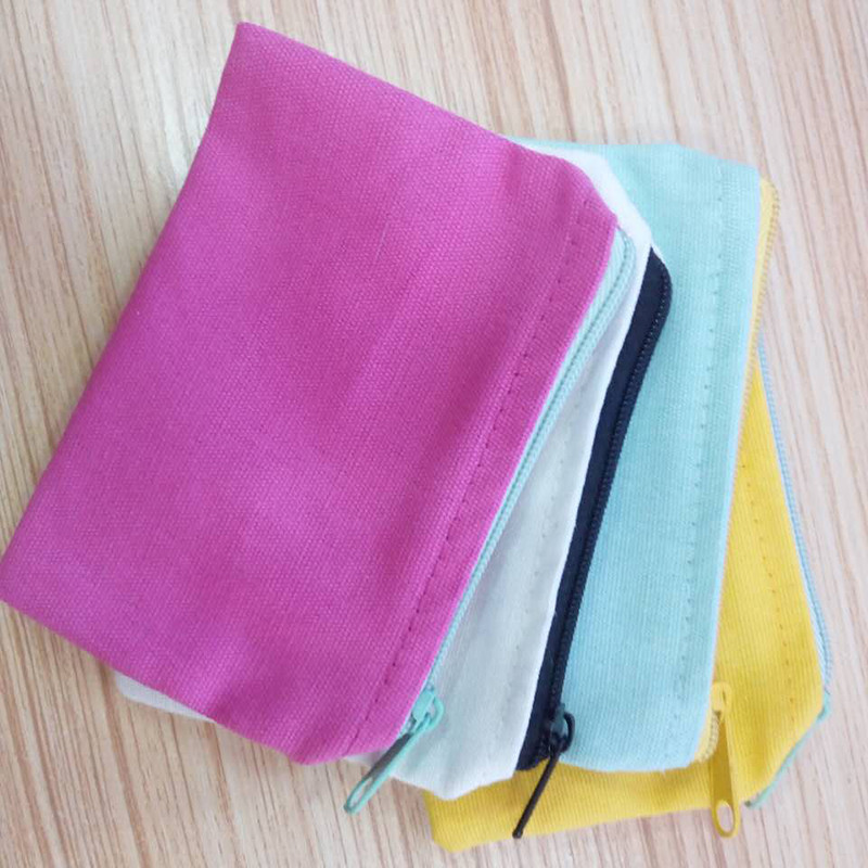 Recycled Cotton Canvas Cosmetic Zipper Bag Mini Size Colorful For Pads Packaging