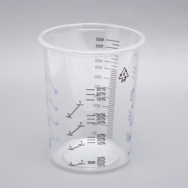 600ml Disposable Mixing cup Auto Plastic Single Use plastic pots measuring printed cup calibrated-up cup