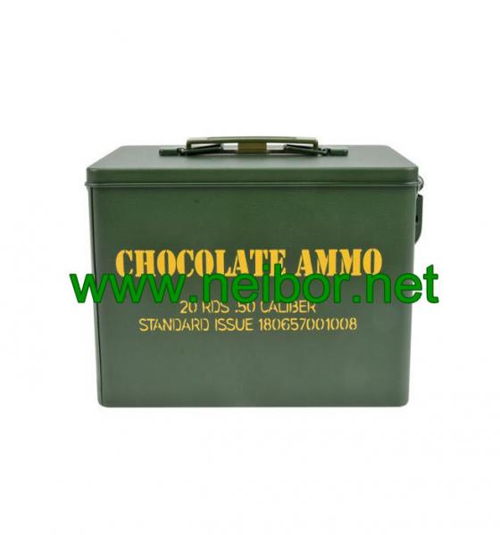 Buy Lockable stackable and Reusable Small Chocolate Ammo Can fake military metal case at wholesale prices