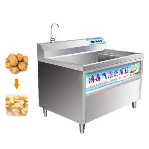China Multifunctional industrial ozone vegetable washer air bubble continuous water spray fruit spinach vegetable washing machine on sale