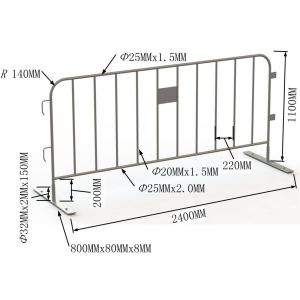 China Welding / Punched Cross Feet / Bridge Feet Crowd Control Barriers 1100mm*2200mm on sale