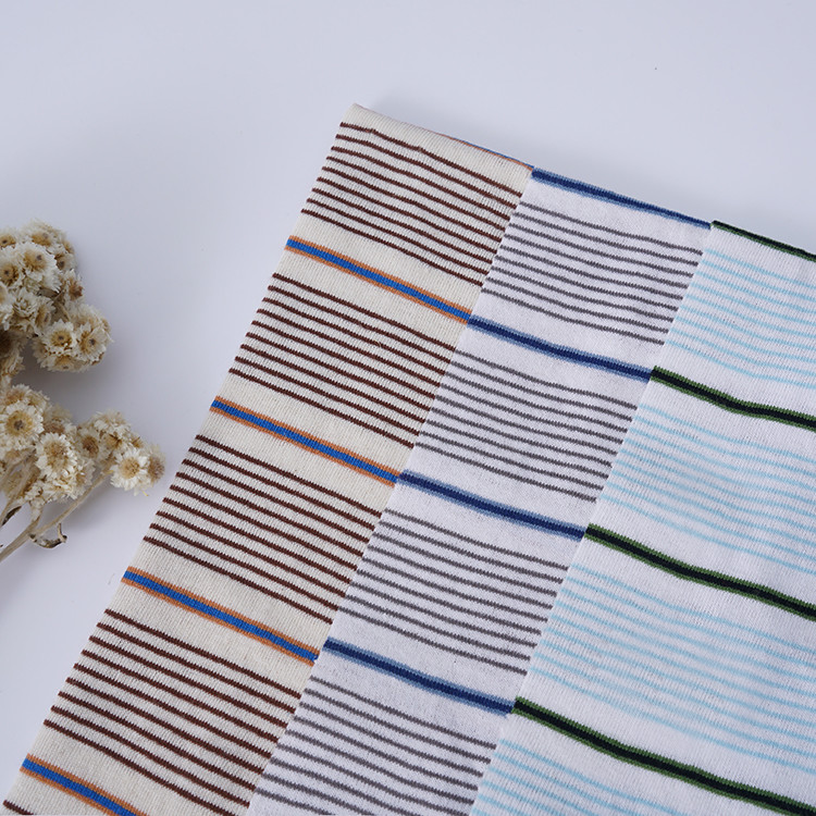 Durable Cotton And Linen Sweat Absorbent Striped Material Fabric For T - Shirt