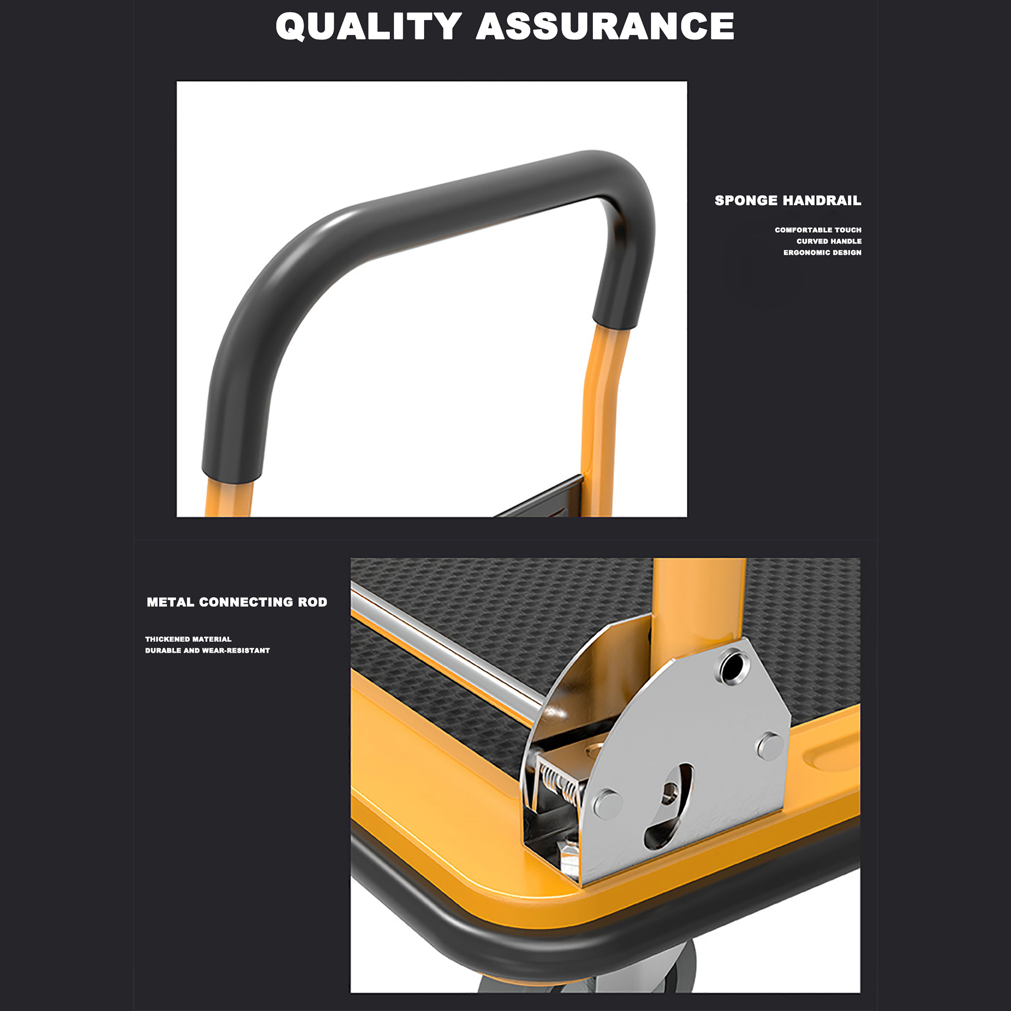 150kgs L73cm*W47cm*H98cm Platform Truck Foldable Platform Truck Push Dolly Multifunctional Heavy Duty Foldable Warehouse