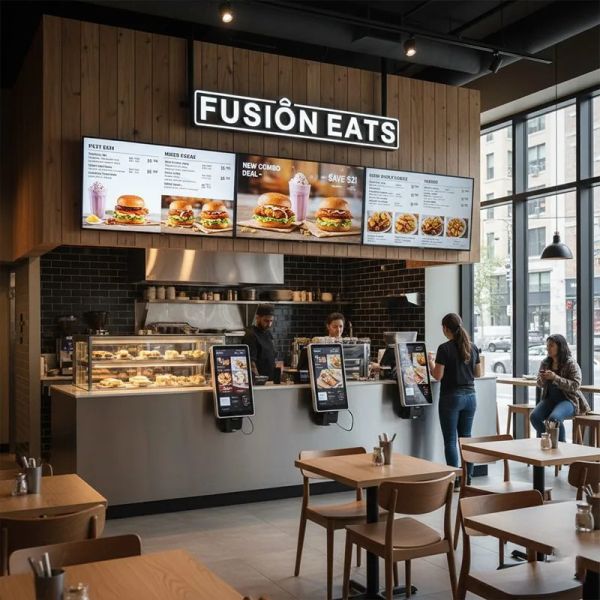 Self-Ordering Digital Menu Board with Multi-Language Support, High-Definition Display, and POS Integration for Restaurants