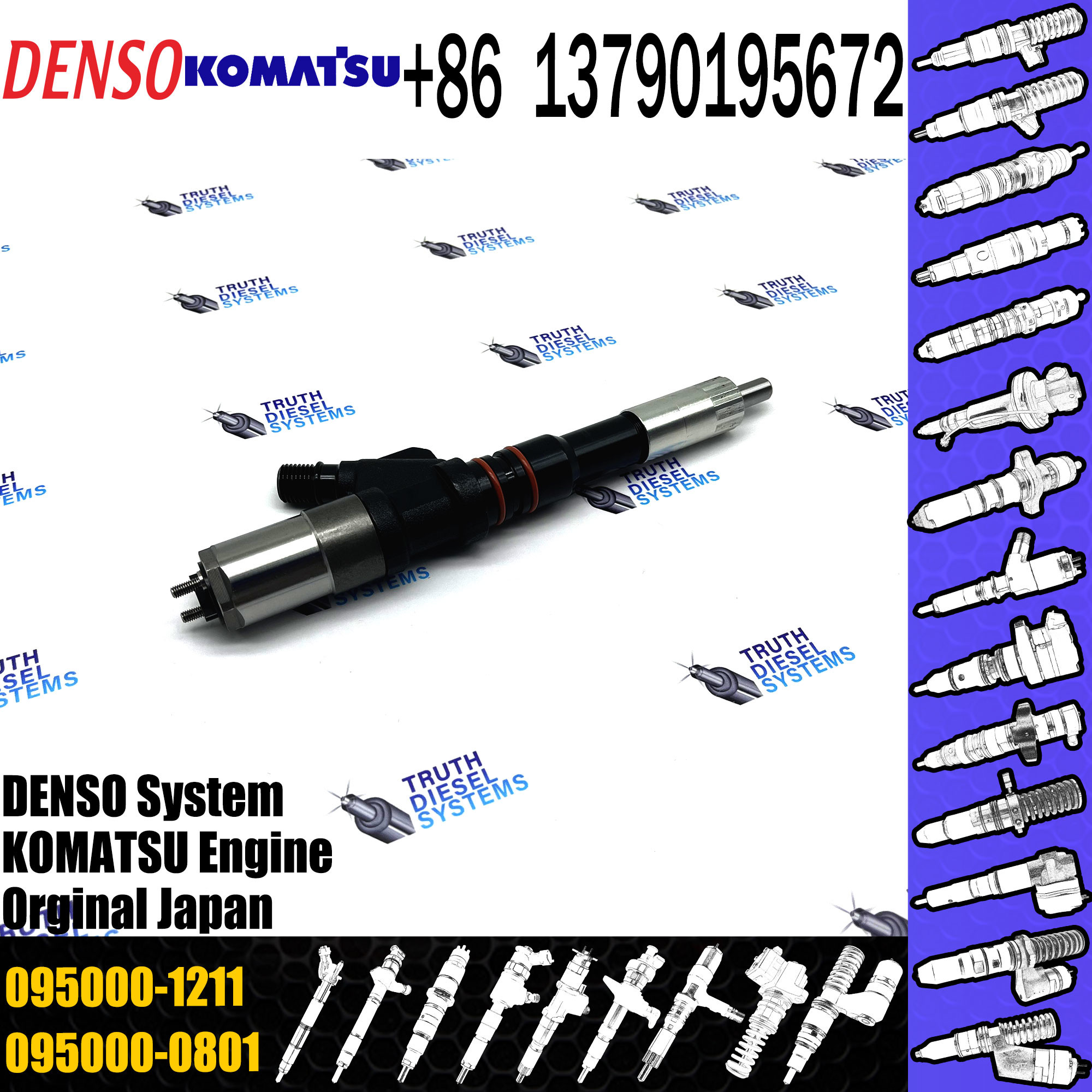 diesel injector nozzle 095000-1211 6156-11-3300 injector for Komatsu Excavator SA60125E PC400-7 common rail injector 095