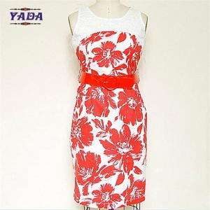 China Ladies slim style sleeveless floral casual dresses women elegant designs fat ladies lady dress made in China on sale