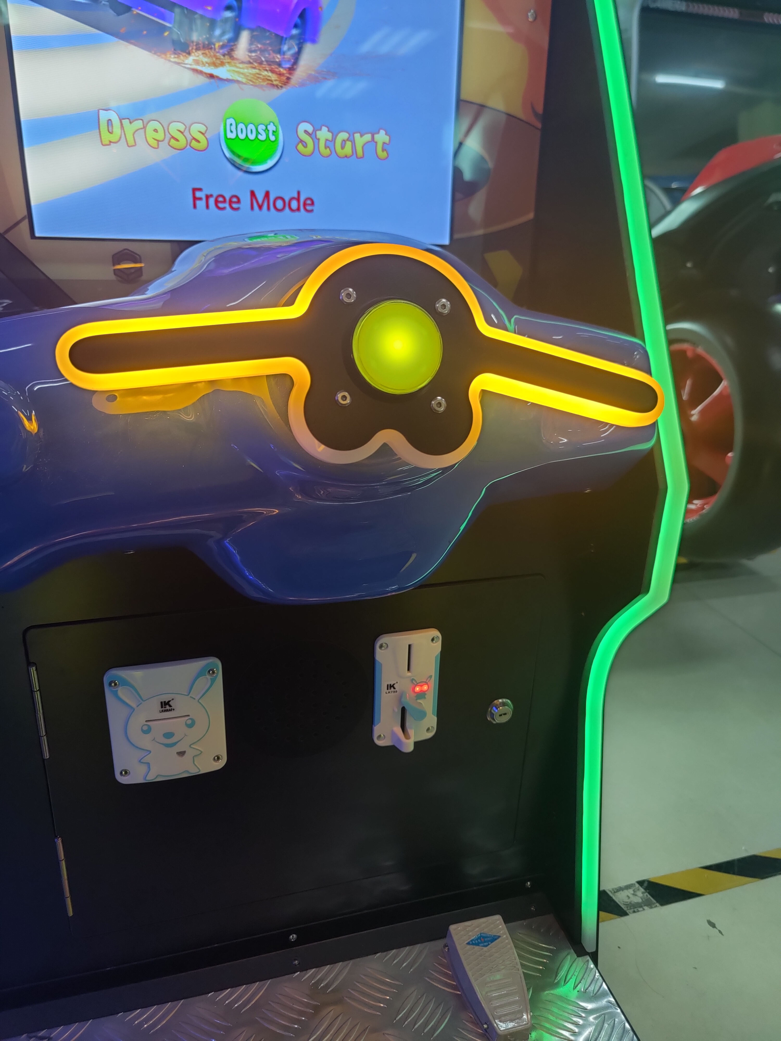 PlayFun Coin Operated Split Second Kids Driving Racing Car Simulator Arcade Machine for Indoor Game Hall