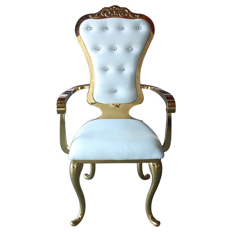 Luxury Armchair Bridal Shower Chair Gold SS Frame For Hotel Event Reception