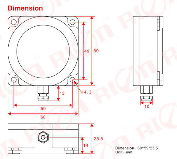 RION 5Hz Yaw Motion MEMS Gyroscope Sensor Anti Magnetic Interference Z Axis Angle
