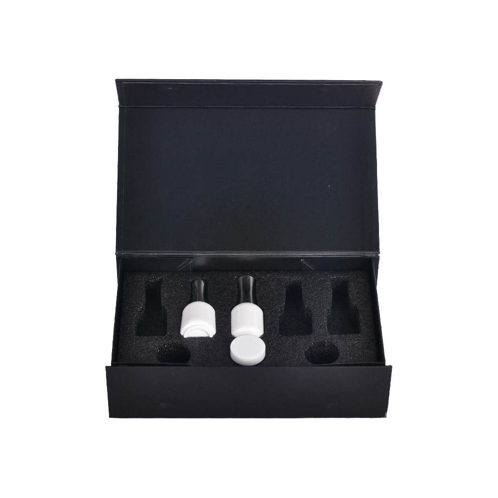 Recyclable Black Magnetic Gift Box Nail Polish Set Packaging With Foam Insert