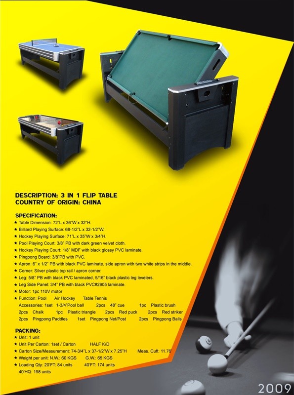 Promotion Air Hockey Multi Game Table 7FT 3 In One Game Table For Adult