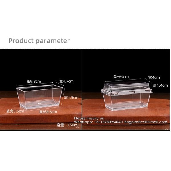 4.8oz/140ml Clear Dessert Cups With Lids And Spoons, Reusable Plastic Rectangle Dessert Cups,Mini Serving Bowl For Desserts Mousses,Puddings,Party