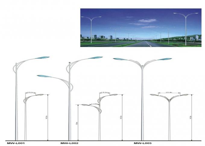 6m 8m 9m 12m Electrical Street Light Poles With Single Arm / Double Arm