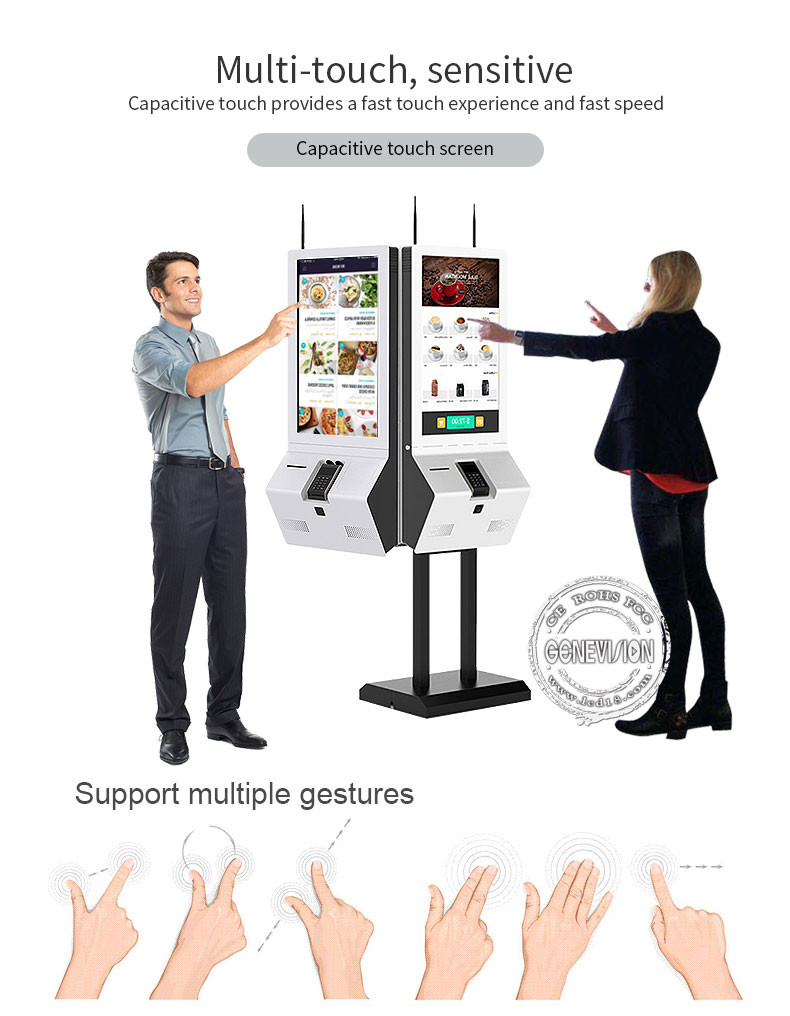 Super Slim 1920x1080 TFT Restaurant Self Service Kiosk