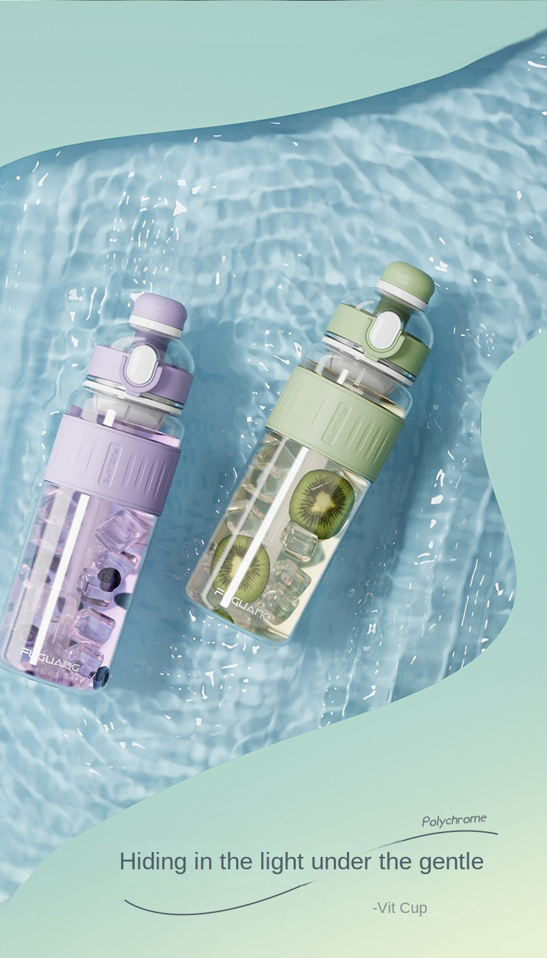 Multiple Color 750ml/1000ml Tritan Plastic Water Bottle With Straw Portable Pop Up Top Water Bottle With Tea Water Separation Non Leakage Easy To