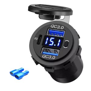 Buy cheap Waterproof 12V 24V Vehicle Dual QC3.0 + PD USB Charger Socket with Voltage from wholesalers