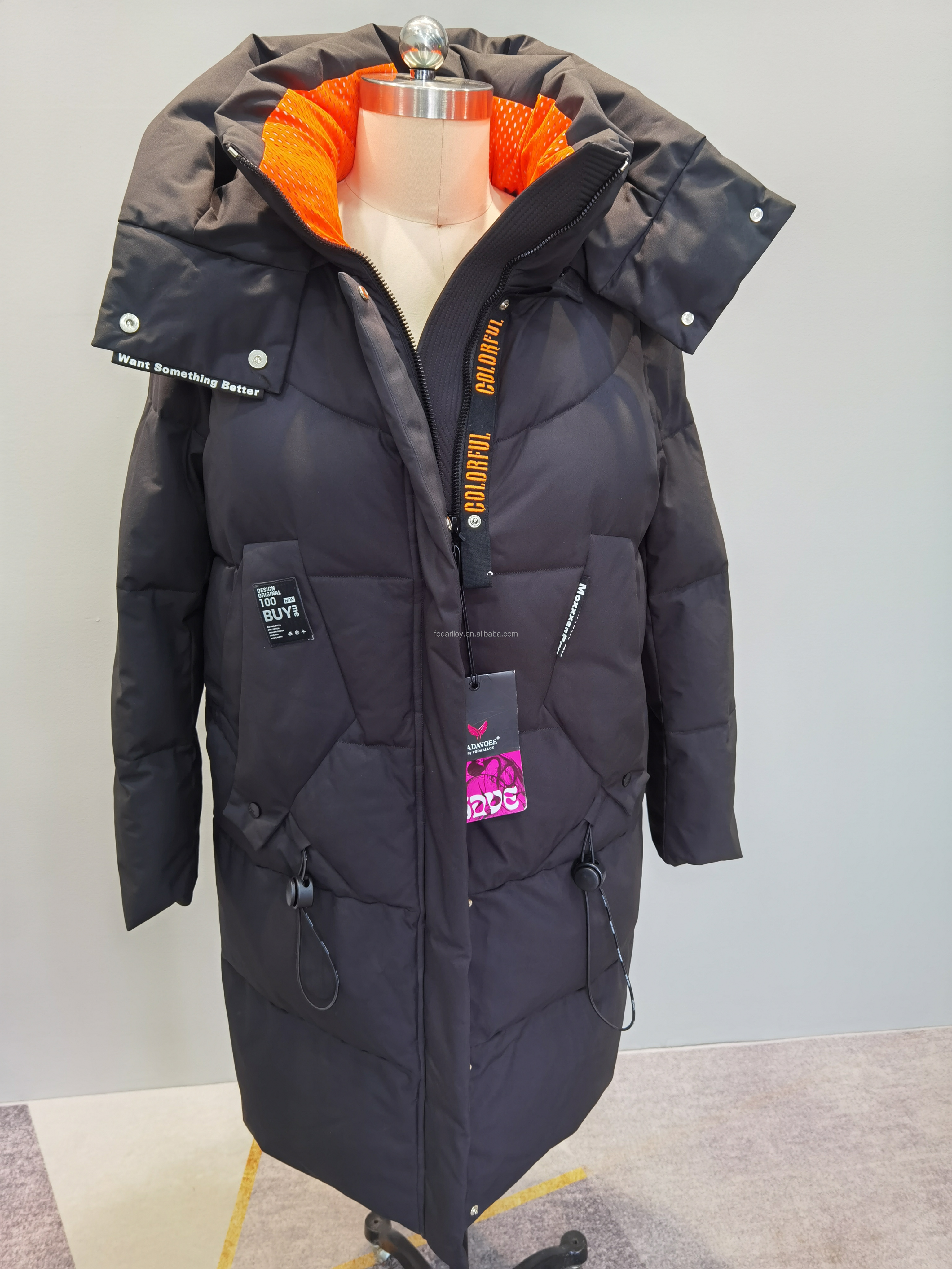 FODARLLOY Ladies Warm Hooded Cotton-padded Clothes Slim Long Down Winter Jackets Women Coats Woman Coat F22563