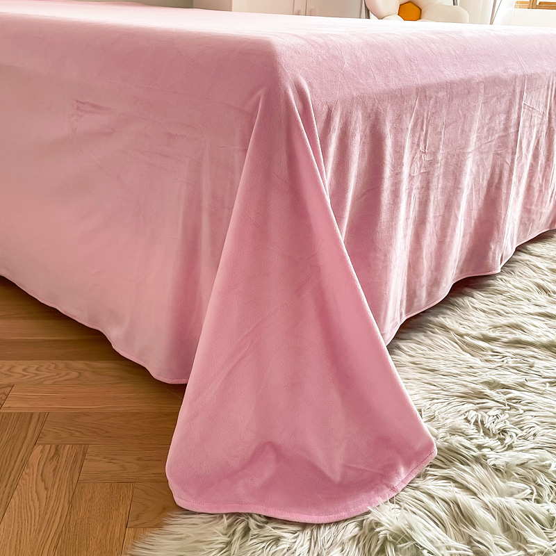 NO Customization Required Morden Luxury Jade Pink Shaggy Warm Mink Velvet Bedding Set