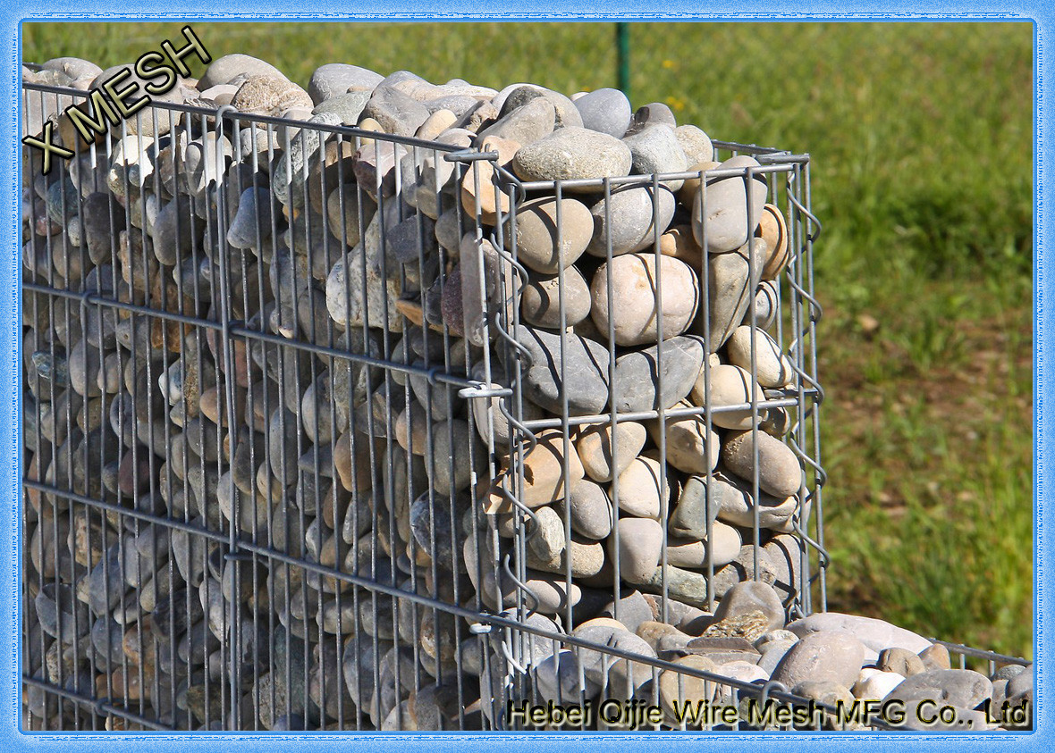 Square Hole Welded Gabion Baskets Galvanized Steel Wire 2x1x1