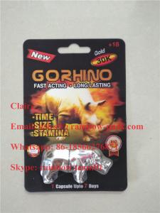 China New Design gold silver go Rhino 30k pills 3D Card With rhino toy, Male Energy Enhancer packaging rhino shape container on sale