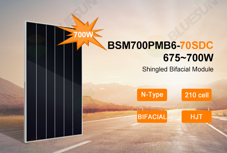 Bluesun HJT Manufacture Bifacial Shingled Solar Power Panel 700W 690W 680W 675Watt Mono Home Use 1000w Solar Panel Complete Kit